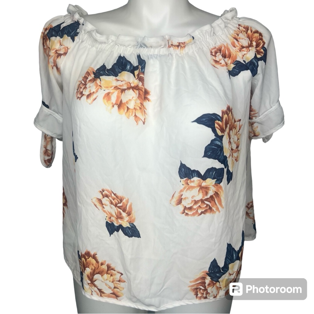 (3x) Iris Floral Pullover Blouse Easy Ruffle Pattern Top Cuff Tie Sleeves